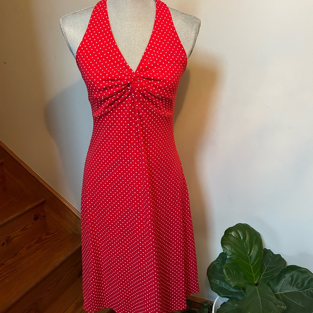 Vintage Frank Lyman Design Red Halter Top Dress